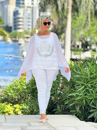 SWAROVSKI CRYSTAL WHITE ANCHOR STATEMENT TOP