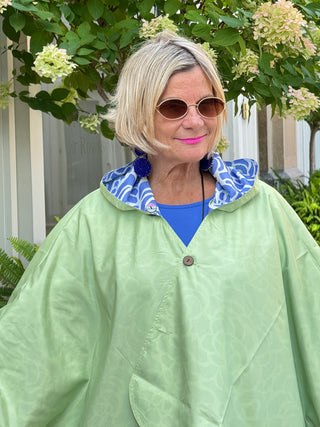 Blue Nautilus Reversible Rain Cape - Coastal Collection