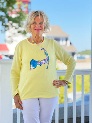 BEACH CLUB YELLOW CAPE COD MAP SWEATER LULU-B