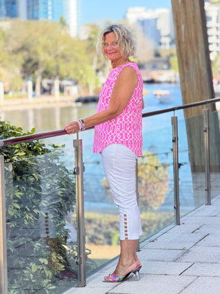 LULU B PALM BEACH LATTIC NOTCH TOP LULU-B