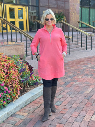 Lulu-b half zipper Salmon scuba dress