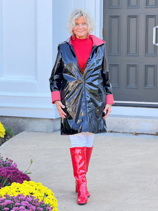 BLACK RED POKA DOT RAINCOAT Cathys Place