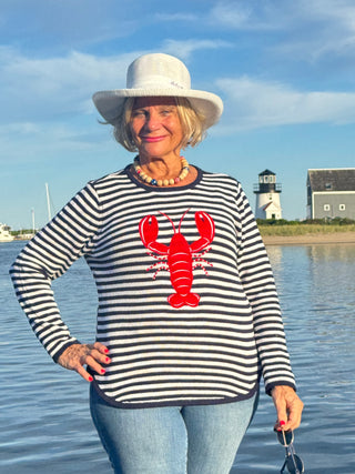 NAVY STRIPE LOBSTER SWEATER