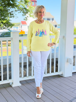 BEACH CLUB YELLOW SAILBOAT SWEATER LULU-B