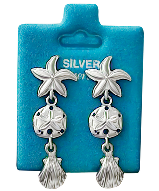 Made In USA Starfish Sand Dollar Shell Dangle Gold / Silver