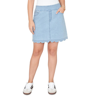 Women's Scalloped Hem Stretch Denim Skort Cathys Place