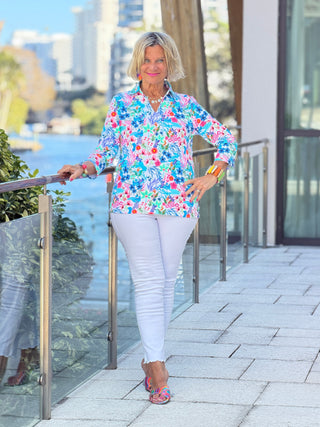 LULU B PARADISE GARDEN COLLAR SLEEVE TOP LULU-B