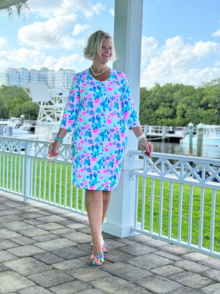 PINK PETALS SLEEVE DRESS