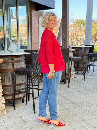 LULU B RED MESH RUFFLE WRAP LULU-B