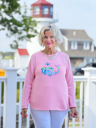 BEACH CLUB WHALE PINK SWEATER LULU-B