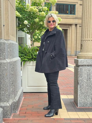 Black Womens Cape Poncho Coat
