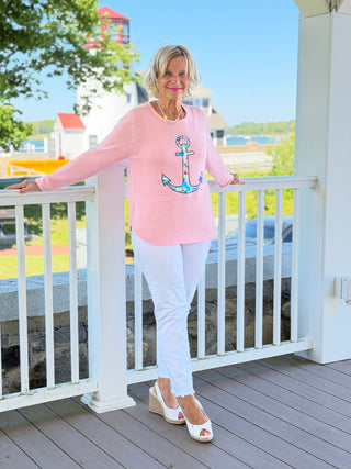 BEACH CLUB PINK ANCHOR SWEATER LULU-B