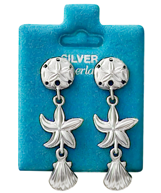 Made In USA Sand Dollar Starfish Shell Dangle Gold / Silver