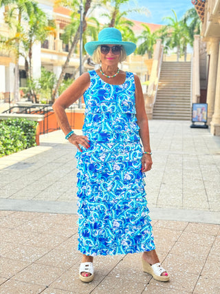 BLUE DREAMING CHA CHA MAXI DRESS