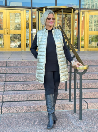 GOLD METALLIC HOLIDAY PUFFER VEST