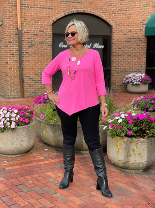 LULU-B HOT PINK ASYMMETRIC TOP