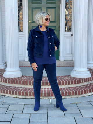 LULU-B NAVY VELOUR JACKET