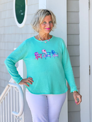 BEACH CLUB SEAFOAM ADIRONDACK SWEATER LULU-B