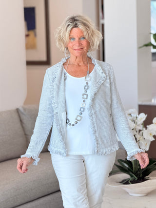 LULU-B CITY LIMIT CREAM FRINGE JACKET LULU-B