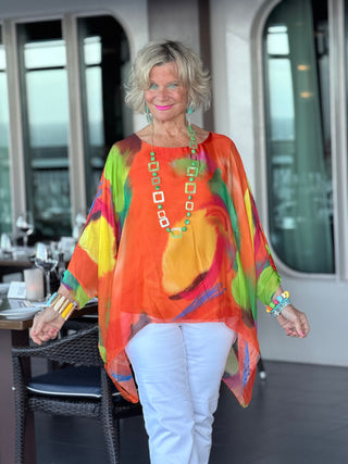 Sofia Sunrise Orange Silk top Cathys Place