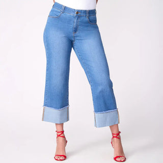 Women's Premium WHITE Denim Wide Leg Cropped Jeans Cathys Place