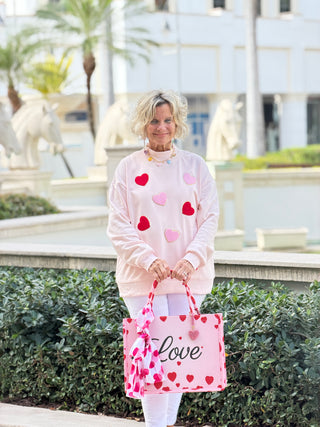 Glitter Trim Chenille Heart Valentine Sweatshirt - Cathys Place