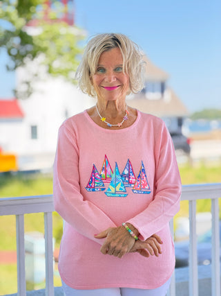 BEACH CLUB YELLOW SAILBOAT SWEATER LULU-B