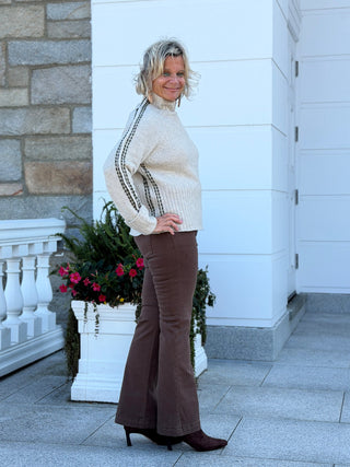 Contrast Stitch Mock Neck Sweater DOWN THE ARM OLIVE CHARLIE B