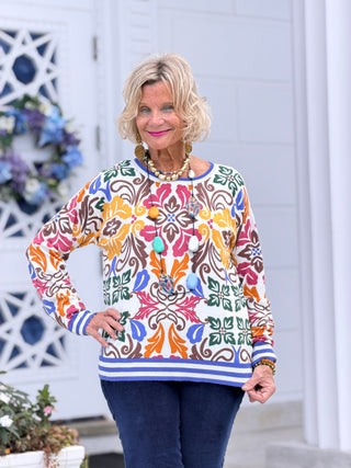 Women's Tipped Floral Lightweight Sweater Cathys Place