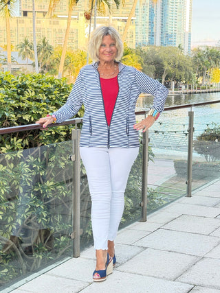 NAUTICAL NAVY STRIPE JACKET LULU-B