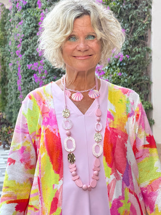 ETHYL PINK WATERCOLOR CARDIGAN