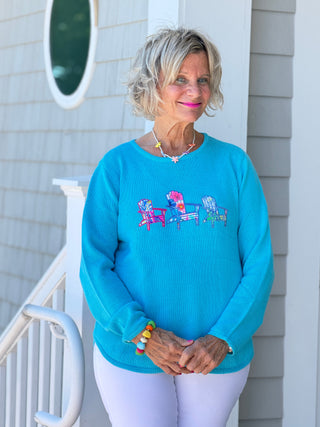 BEACH CLUB AQUA ADIRONDACK SWEATER LULU-B