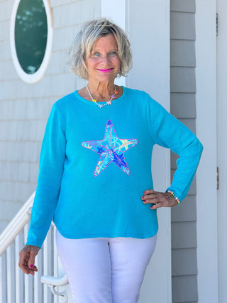 BEACH  CLUB AQUA STARFISH SWEATER LULU-B