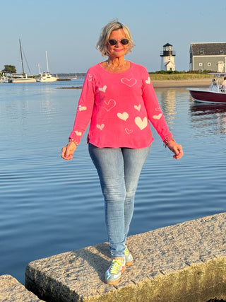 HOT PINK HEART SWEATER