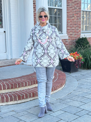 Women's Medallion Jacquard Sweater Knit Top