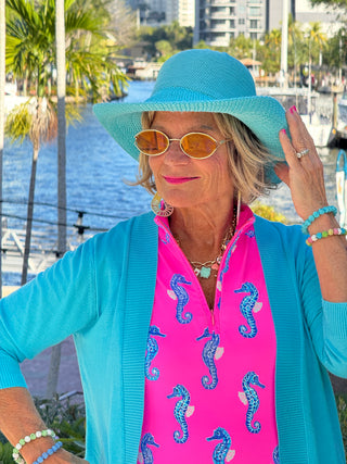 LULU B SEAHORSE BAY MIDI SLEEVELESS 1/4 ZIP MAXI DRESS