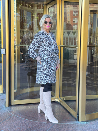 Leopard Collar Patchwork Button Dress