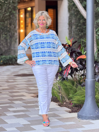 Floral Cotton Blend Crochet Top CHARLIE B