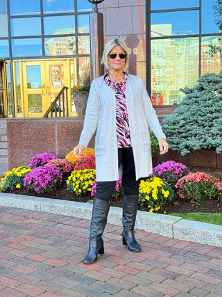 LULU-B SILVER CASHMERE CARDIGAN