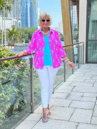 LULU B SEAHORSE BAY BUTTON UP SHIRT