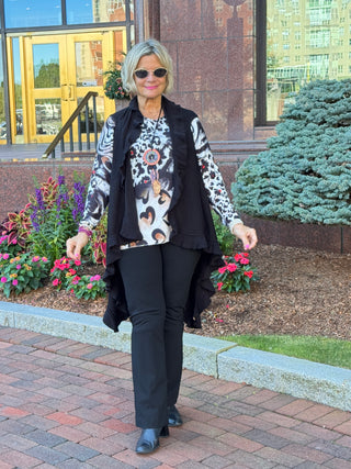 Poleah Italian Cozy Black Multi Sweater One Size
