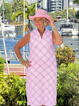 LULU B PINK CHIC MIDI SLEEVELESS 1/4 ZIP MAXI DRESS