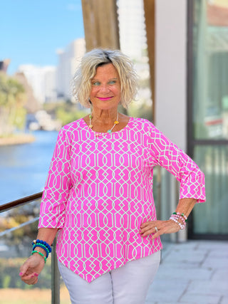 LULU B PALM BEACH LATTICE ASYMMETRIC TOP LULU b