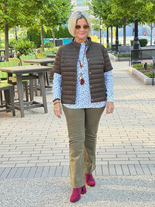 LULU-B OLIVE SHORT   PUFFER VEST