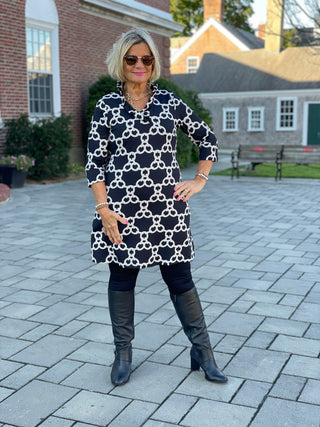 LULU B SOPHIA RUFFLE NECK DRESS