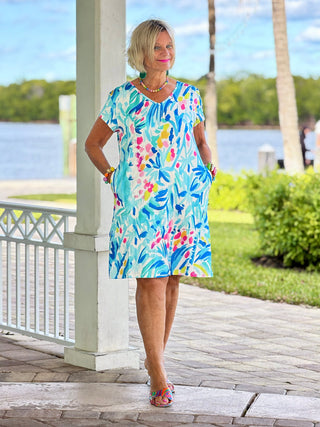 SPALSH OF OCEAN V NECK DRESS UPF +50 Cathys Place
