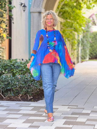 Sofia Sunrise Royal Blue Burnout top Cathys Place