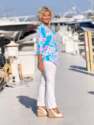 LULU B PALM BEACH SPLASH ASYMMETRIC TOP LULU-B