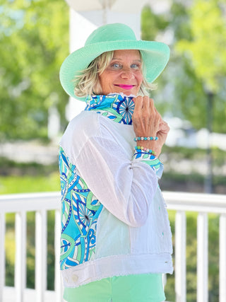 MINT MOSAIC LINEN JACKET TANGO MANGO