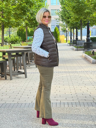 LULU-B OLIVE SHORT   PUFFER VEST